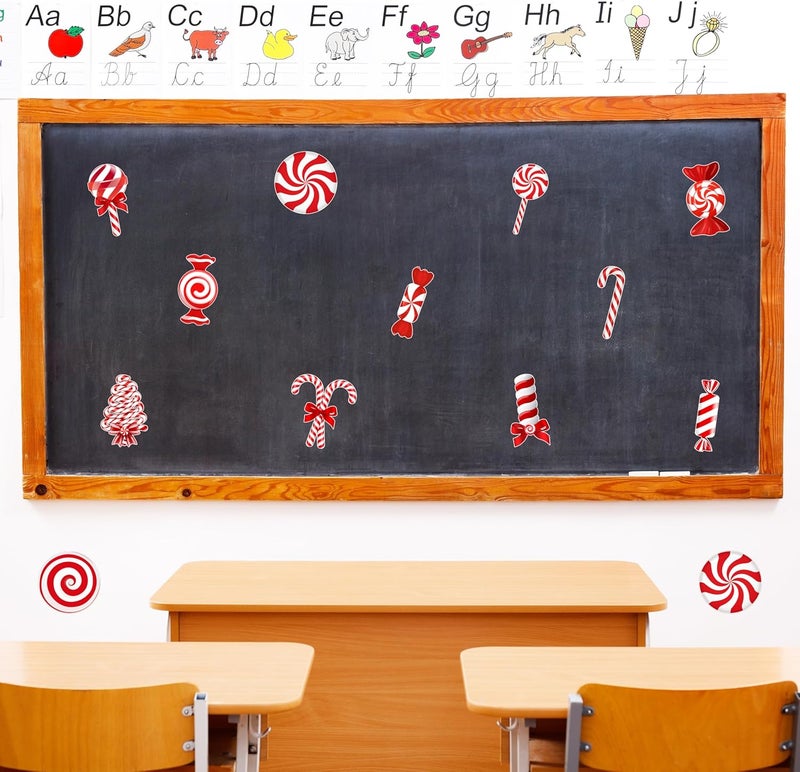 TREWAVE Winter Peppermint Candy Cane Cutouts Christmas Bulletin Board Decorations Classroom Holiday Cut-Outs Decor Home School Stickers for Wall Window Blackboard - Image 4